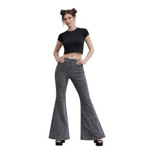 Y2K Super Flare Jeans • Extreme Bell Bottoms • High Rise Statement Denim • Large